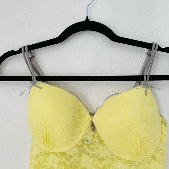 Rampage Sexy Intimates Lingerie Babydoll Nightie Chemise M Pink Yellow Lace Y2K - Picture 6 of 16